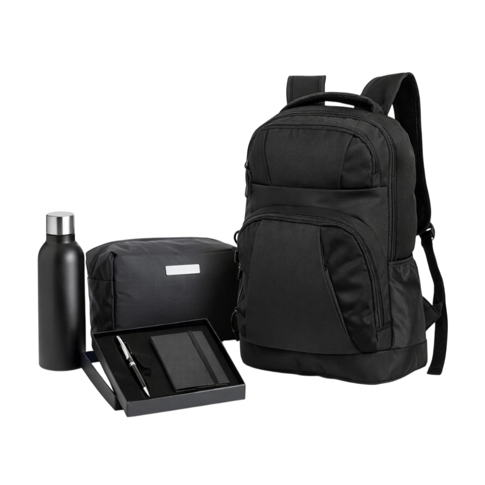 Imagem do produto Kit Boas-Vindas Master – Mochila, Caderneta, Caneta, Garrafa e Nécessaire