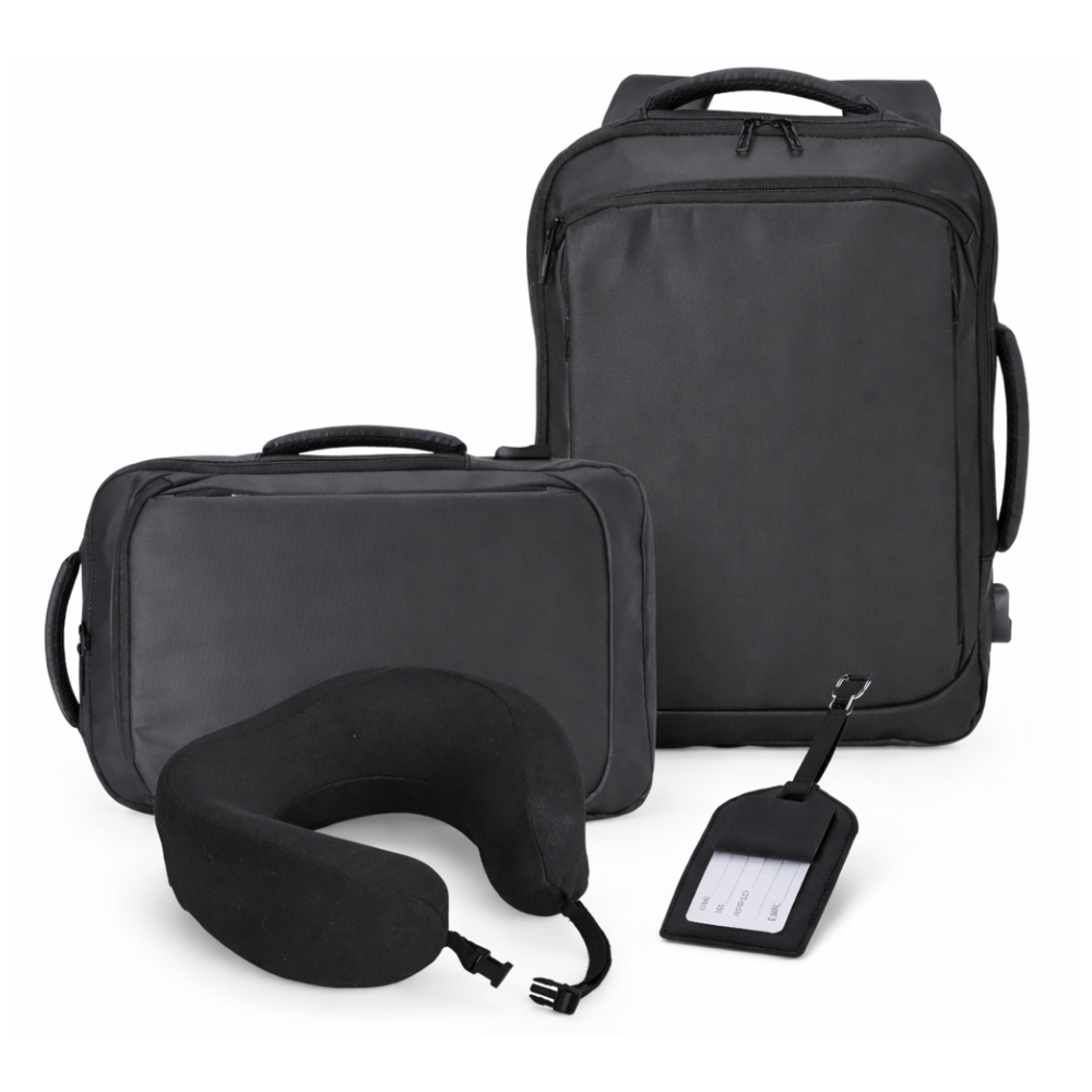 Kit Go Trip – Almofada de Pescoço, Tag de Bagagem e Mochila Maleta de Viagem
